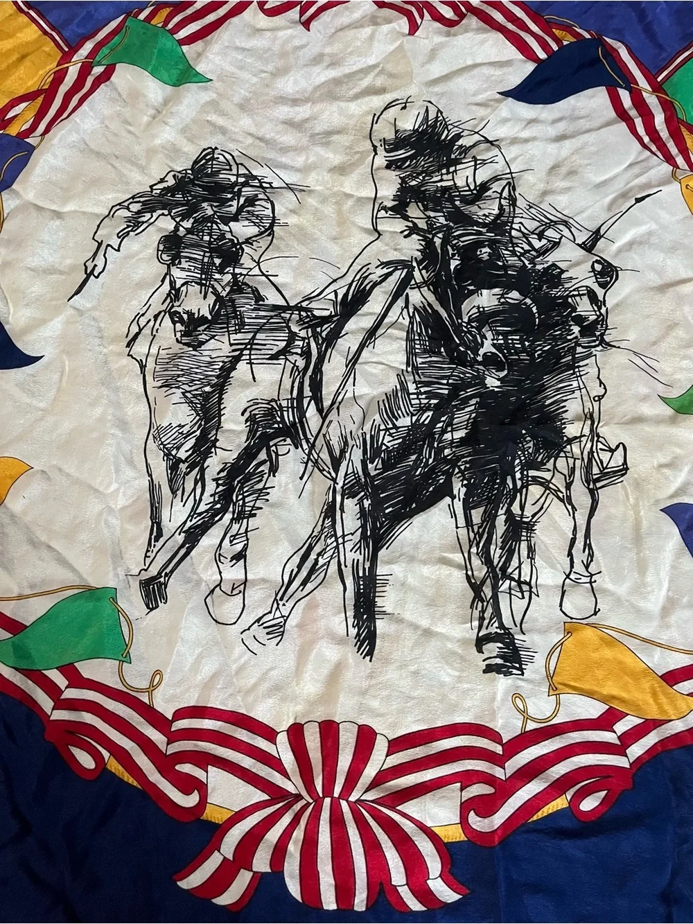 Bill Blass Vintage Square Silk Equestrian Scarf